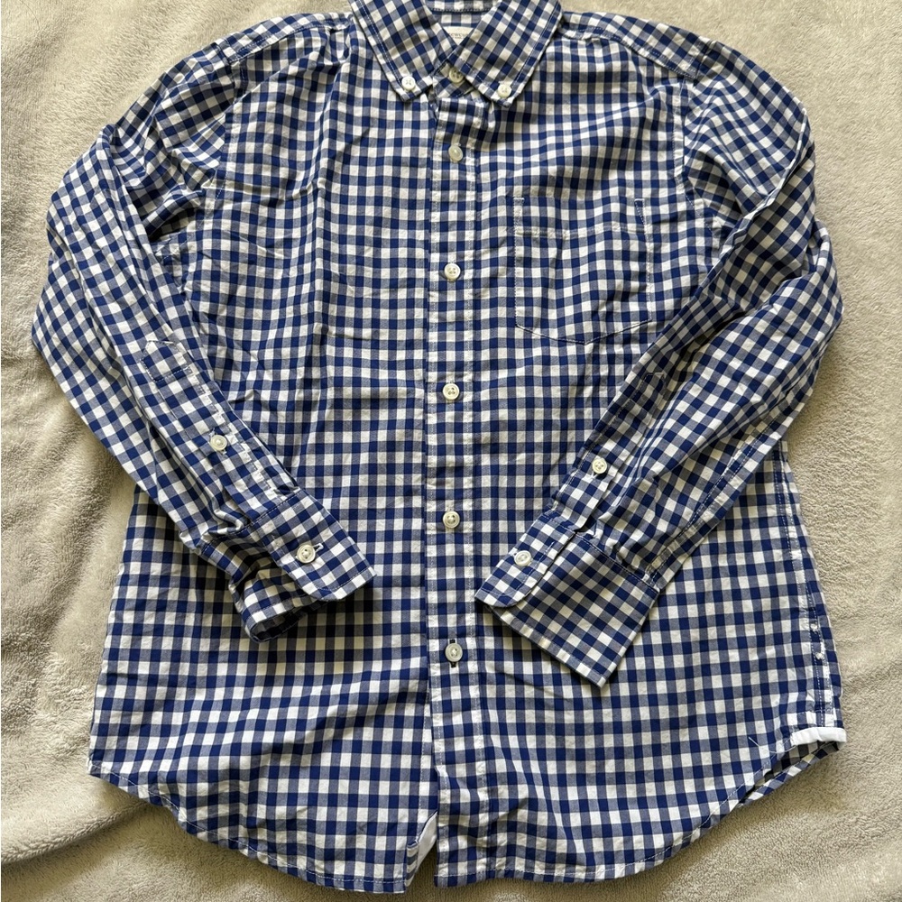 Crewcuts Blue and White Gingham Button Down Shirt